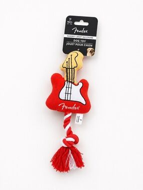 Fender Red and Black Plush Guitar & Heart Dog Toy Set